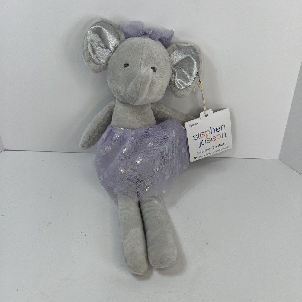 Stephen Joseph Ellie Elephant Plush Kids Small Gray Purple NWT Ballerina Tutu